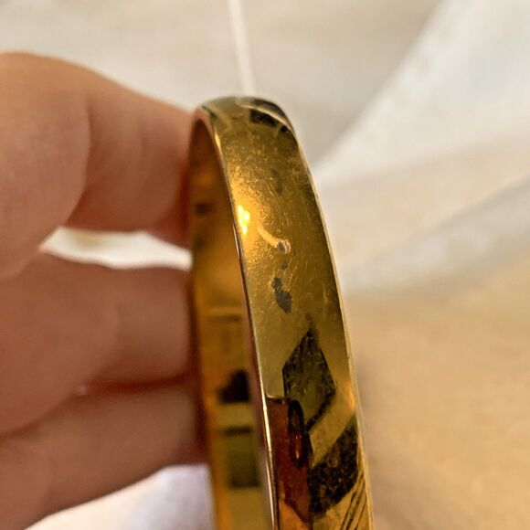 Vintage Monet Signed Gold-Tone Bangle Bracelet Minimalist 1960s–70s - Picture 6 of 11